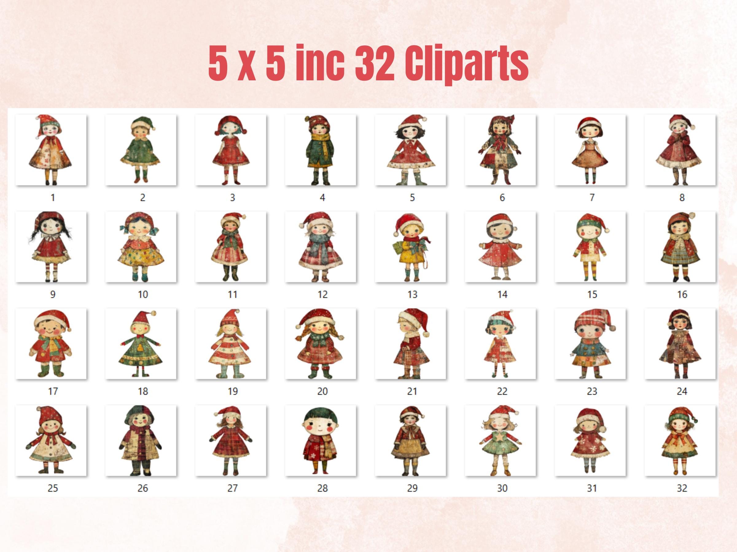 Christmas Kids Clipart: Whimsical Holiday Scrapbook Ephemera (PNG + JPG)