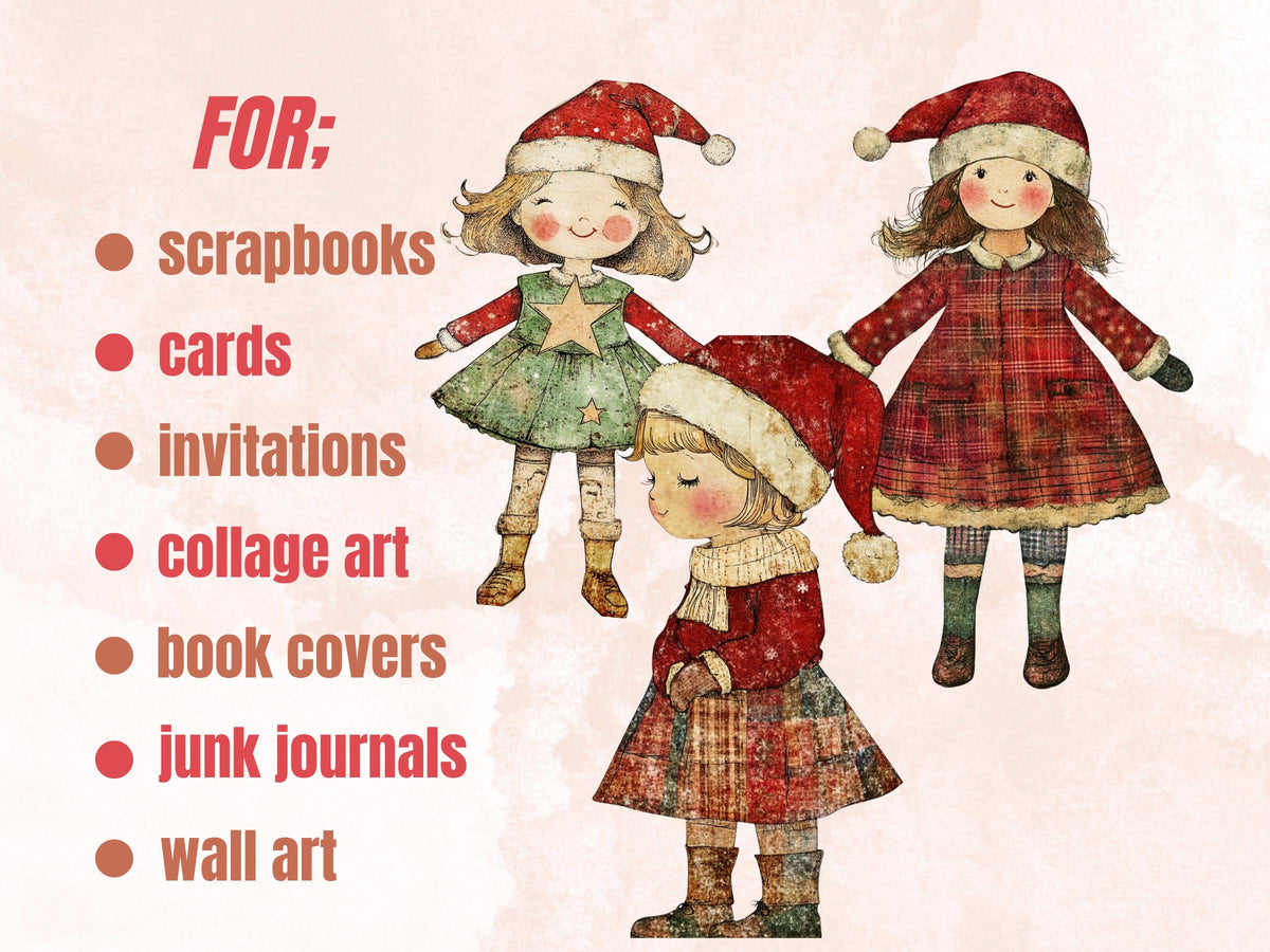 Christmas Kids Clipart: Whimsical Holiday Scrapbook Ephemera (PNG + JPG)