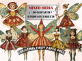 Christmas Fairy Doll Mixed Media Clipart, Whimsy Fairy Girl Fussy Cut Collage Sheet, Quirky Cut Out Ephemera, PNG + JPG for Scrapbooking
