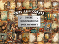 Cozy Fall Corner Collage Paper, Comfy Fall Mixed Media Sheet, Whimsical Autumn Ephemera Images, Quirky Junk Journal, Autumn Scrapbook Paper