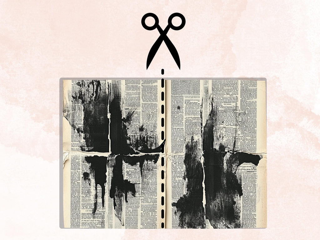 Spooky Newspaper Ephemera Kit, Creepy Mixed Media Paper, Gothic Woodland Newspaper Collage Scrapbook, Printable Horror Journal Double Pages