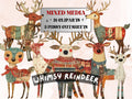 Christmas Reindeer Clipart: Whimsical Xmas Art, Fussy Cut Ephemera (PNG + JPG Digital Download