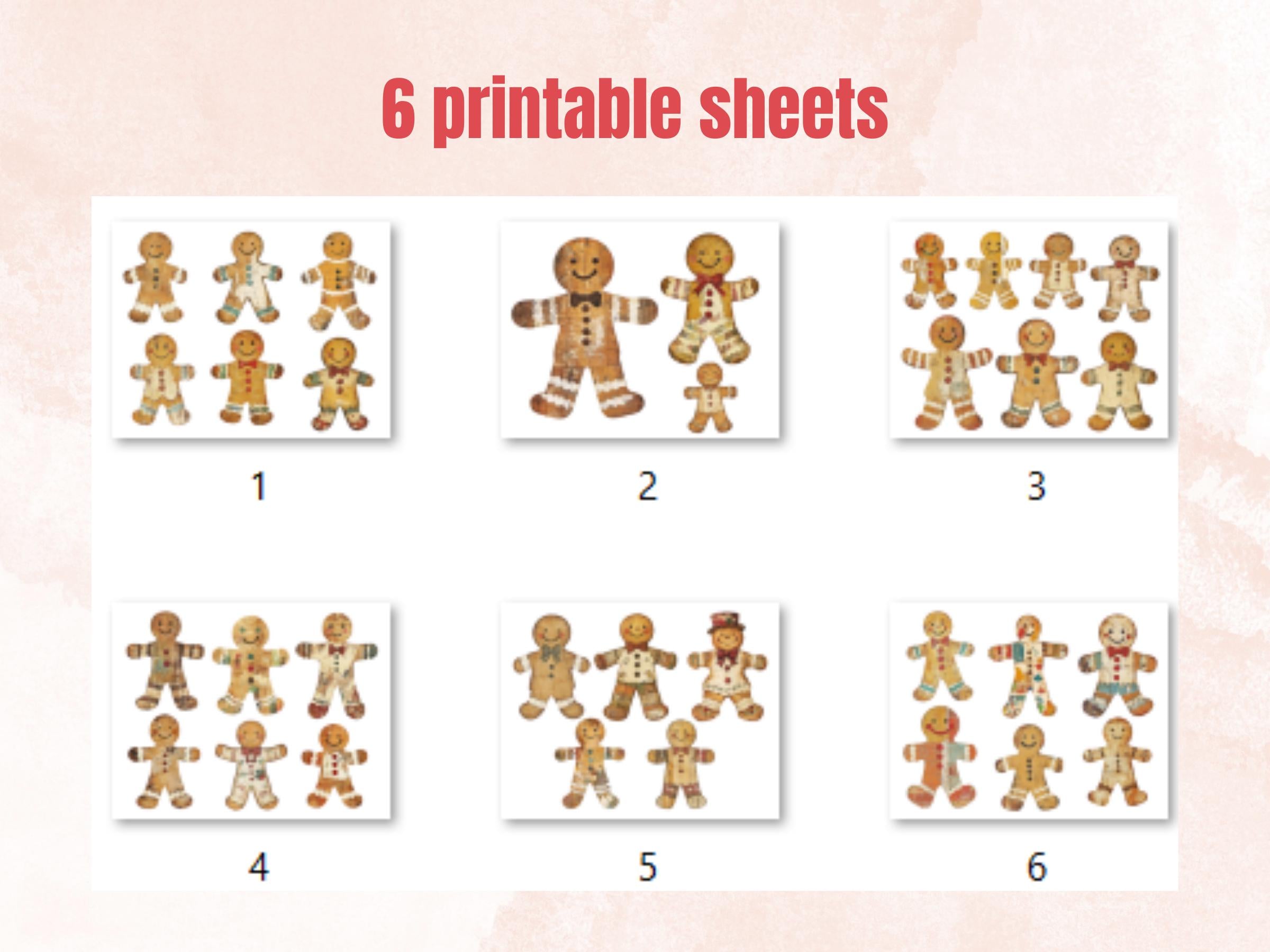 Gingerbread Man Christmas Clipart: Fussy Cut Ephemera for Scrapbooking (PNG + JPG)
