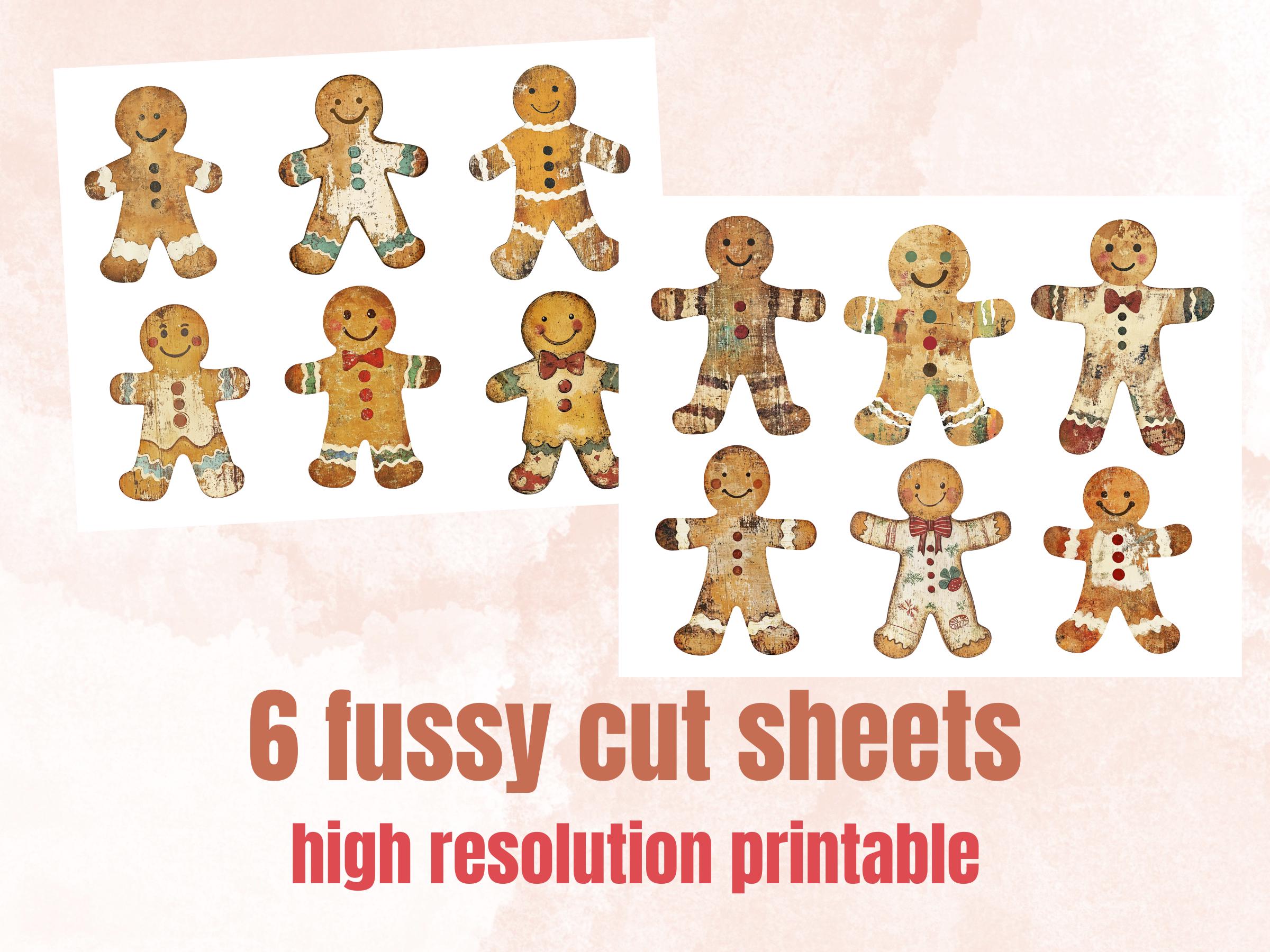 Gingerbread Man Christmas Clipart: Fussy Cut Ephemera for Scrapbooking (PNG + JPG)