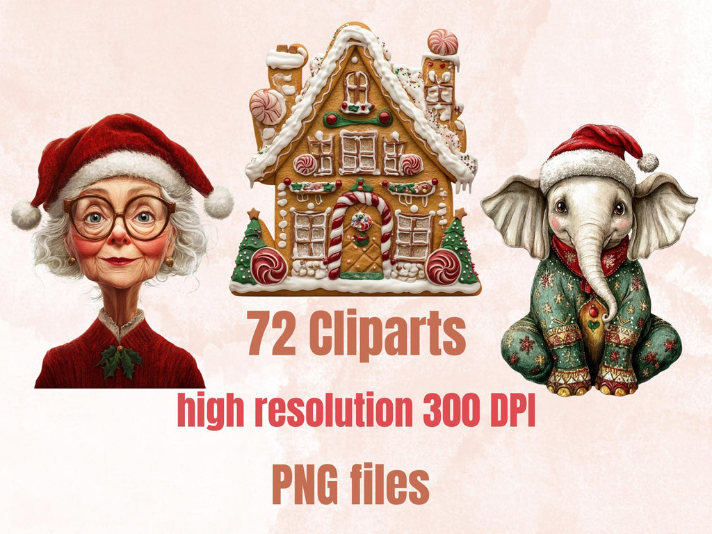 Whimsy Christmas Collage Elements Bundle, Quirky Christmas Fussy Cut, Xmas Characters Clipart, Whimsical Junk Journal, Xmas Scrapbooking Set