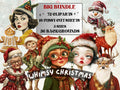 Whimsy Christmas Collage Elements Bundle, Quirky Christmas Fussy Cut, Xmas Characters Clipart, Whimsical Junk Journal, Xmas Scrapbooking Set