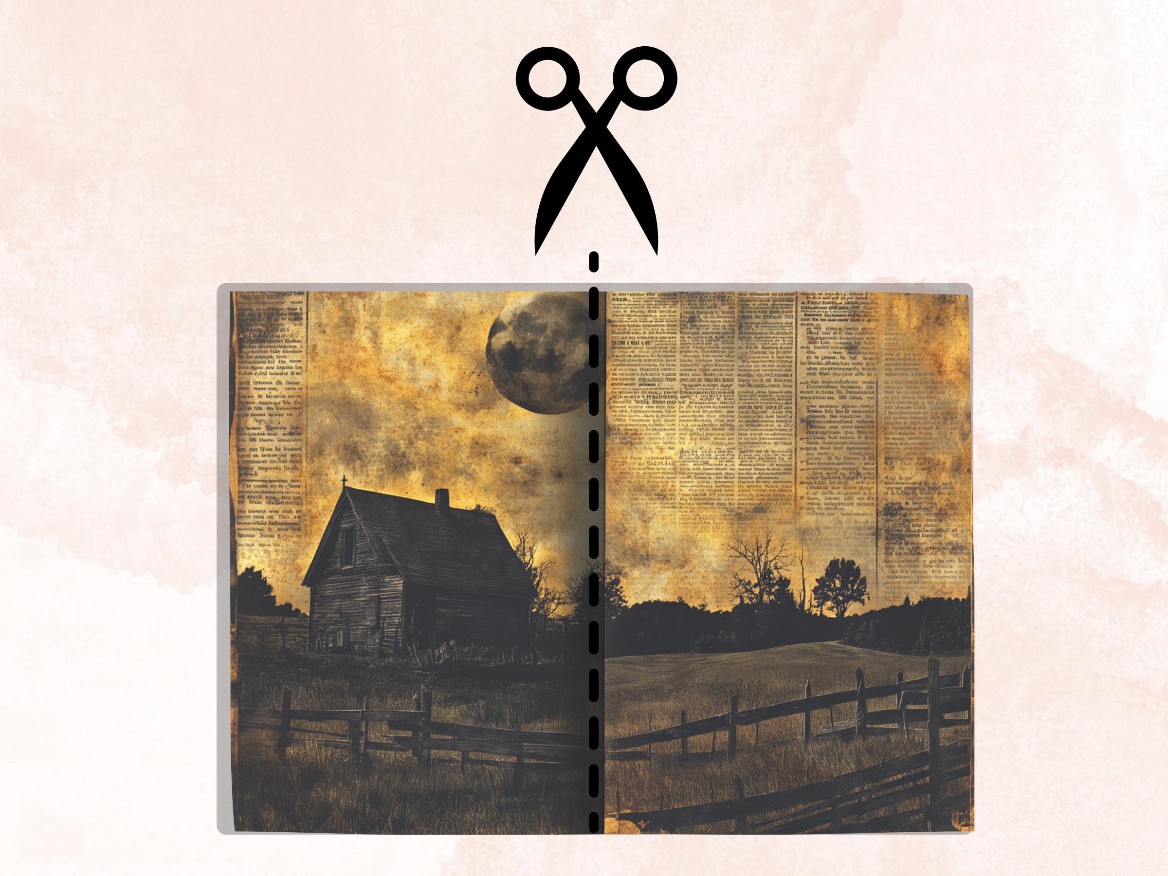 Farm Newspaper Ephemera Kit, Creepy Farm Mixed Media Paper, Gothic Country Newspaper Collage Scrapbook Paper, Spooky Journal Double Pages