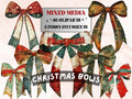 Christmas Coquette Mixed Media Clipart, Retro Xmas Bow Fussy Cut Collage Sheet, Festive Ornament Cutout Ephemera, PNG + JPG for Scrapbooking