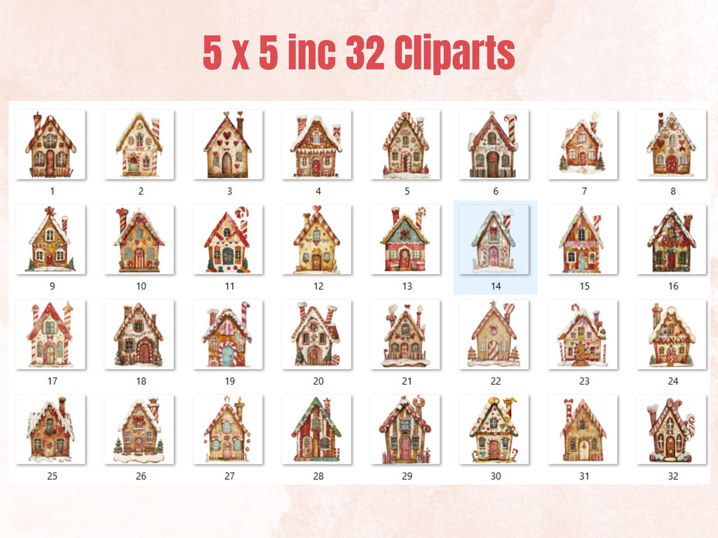 Christmas Gingerbread House Mixed Media Clipart, Xmas House Fussy Cut Collage Sheet, Winter Cut Out Ephemera, PNG + JPG for Scrapbooking