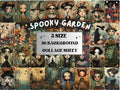 Spooky Garden Collage Paper, Creepy Garden Mixed Media Sheet, Gothic Garden Ephemera Images, Whimsy Junk Journal, Halloween Scrapbook Paper