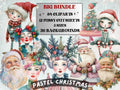 Pastel Christmas Collage Elements Bundle, Quirky Christmas Fussy Cut, Xmas Characters Clipart, Whimsical Junk Journal, Xmas Scrapbooking Set