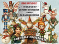 Fairytale Christmas Collage Elements Bundle, Quirky Christmas Fussy Cut, Xmas Characters Clipart, Retro Junk Journal, Xmas Scrapbooking Set