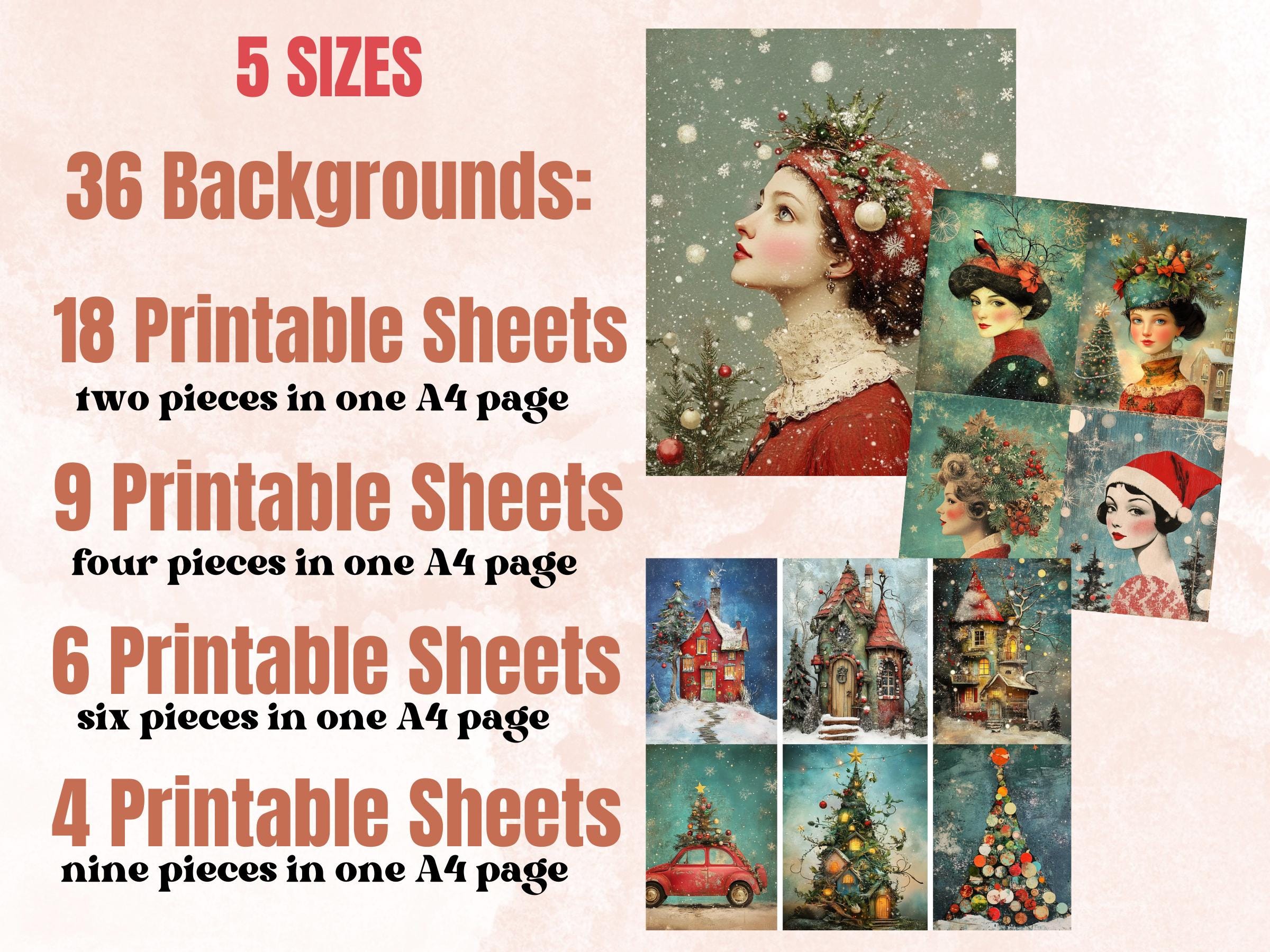 Quirky Christmas Collage Element Bundle, Fantasy Christmas Fussy Cut, Xmas Characters Clipart, Whimsical Junk Journal, Xmas Scrapbooking Set