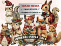 Christmas Squirrel Doll Mixed Media Clipart, Retro Xmas Squirrel Fussy Cut Collage Sheet, Paper Doll Cut Out Ephemera, PNG + JPG Scrapbook