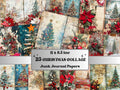 Collage Christmas Junk Journal Paper, Double Xmas Pages Ephemera Kit, Festive Christmas Printable Scrapbook, Horizontal Mixed Media Art