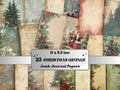 Grunge Christmas Junk Journal Paper, Double Xmas Pages Ephemera Kit, Festive Christmas Printable Scrapbook, Horizontal Mixed Media Art