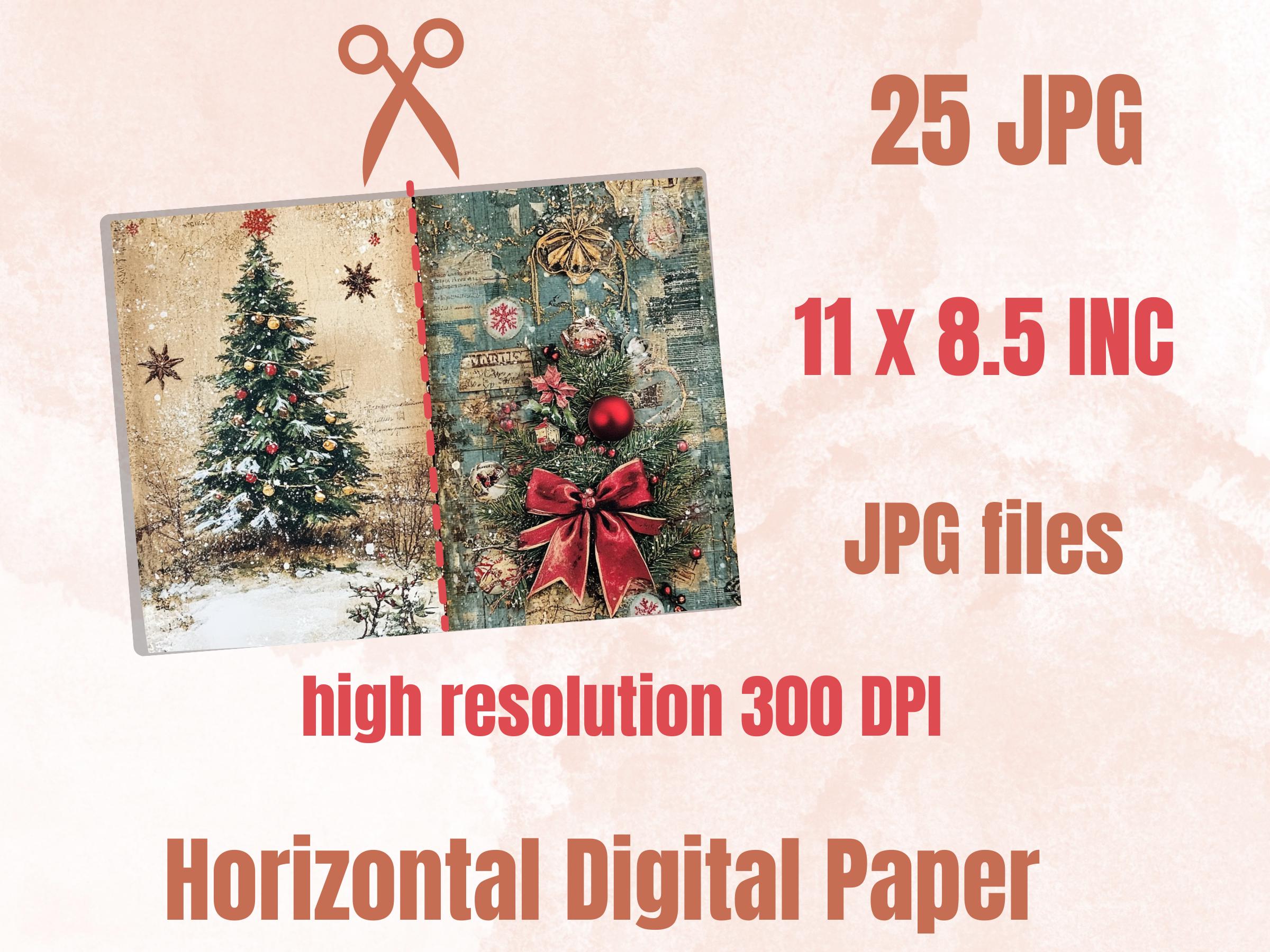 Whimsical Christmas Junk Journal Paper, Double Pages Ephemera Kit, Quirky Christmas Collage Scrapbook, Printable Horizontal Digital Pages