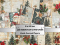Newspaper Christmas Mixed Media Paper, Double Pages Ephemera Kit, Digital Christmas Collage Scrapbook, Horizontal Junk Journal Pages