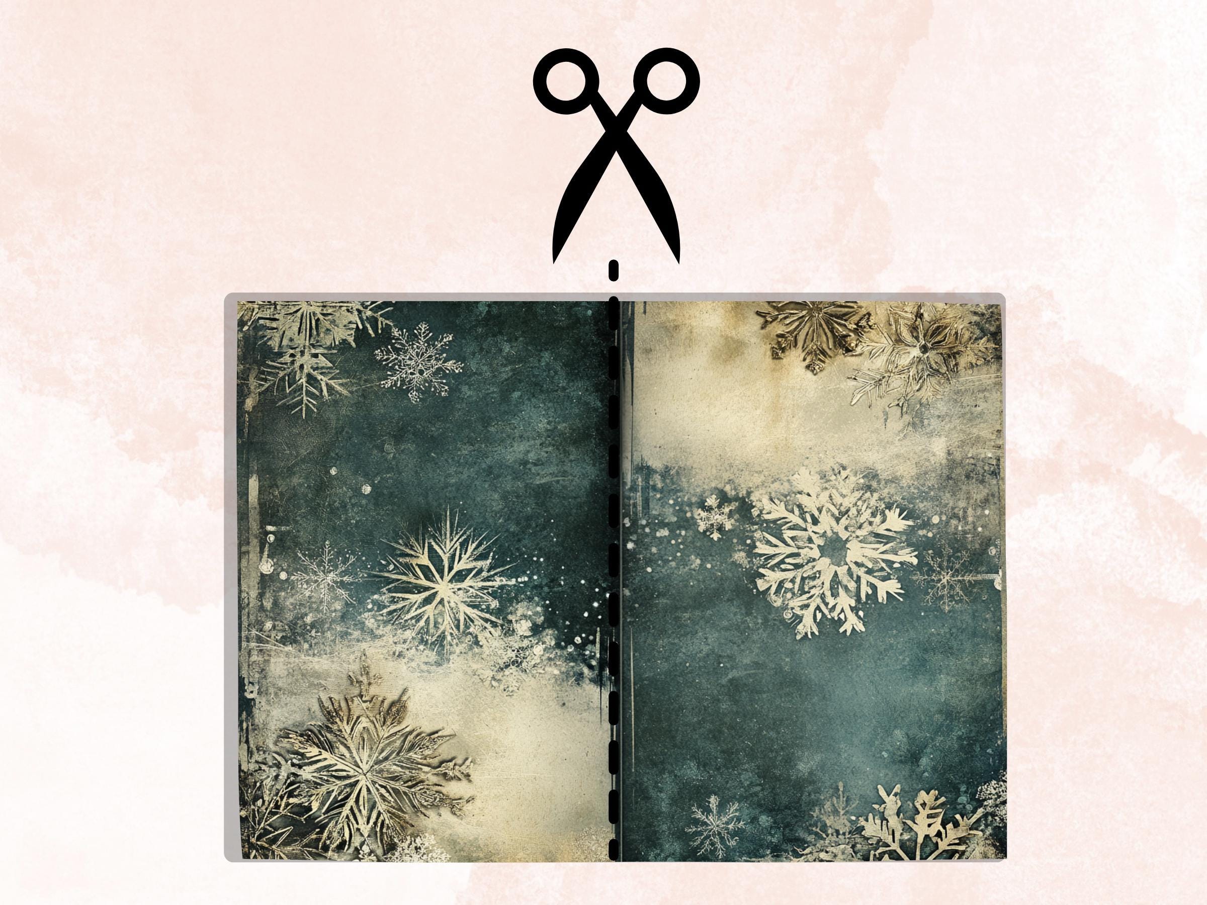Grunge Christmas Junk Journal Paper, Double Xmas Pages Ephemera Kit, Festive Christmas Printable Scrapbook, Horizontal Mixed Media Art