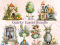 Quirky Easter Clipart: Whimsical Floral Spring PNG Bundle (Commercial Use)