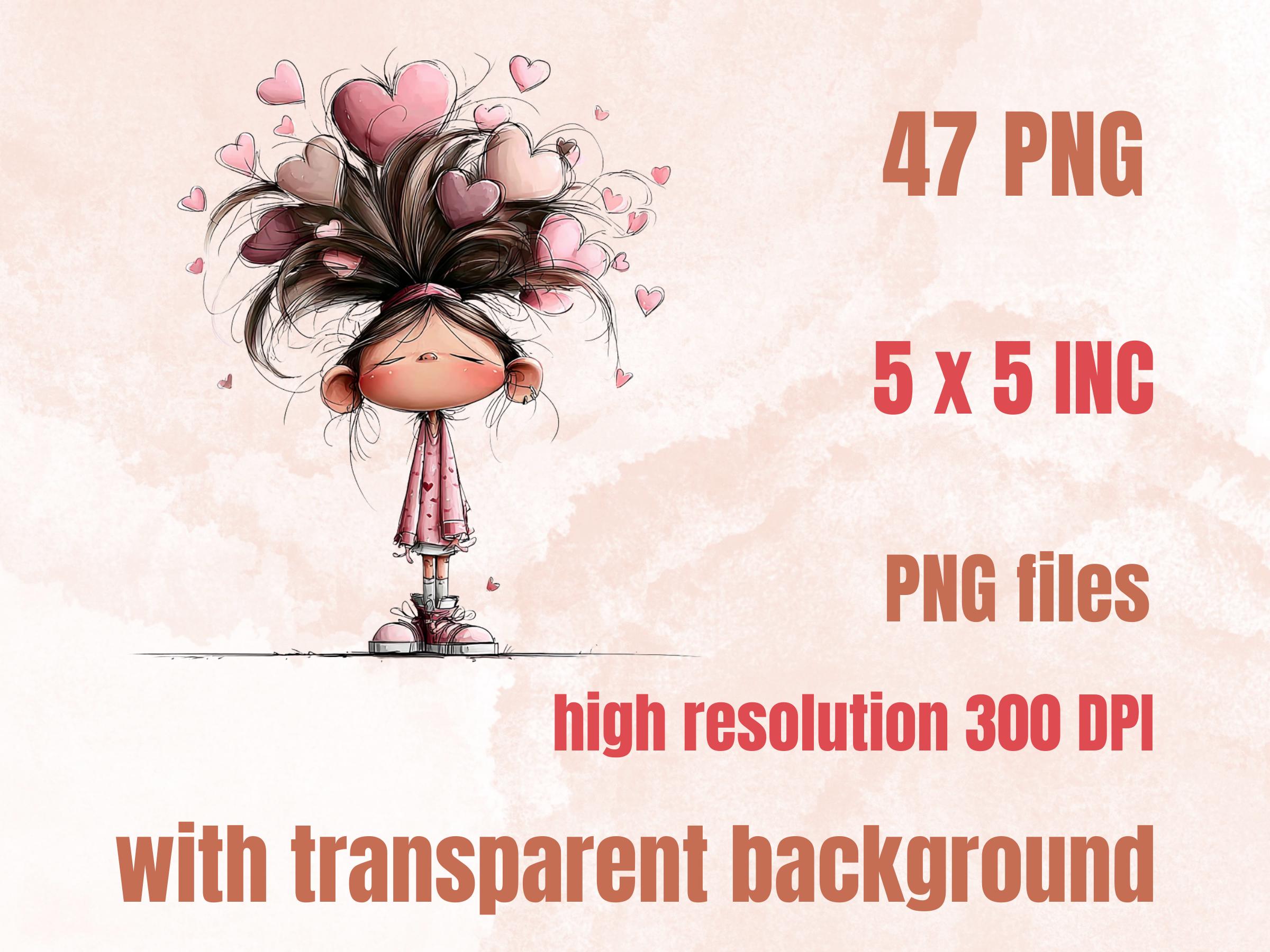 Quirky Valentines Day Clipart: Whimsical Pink Love Wonderland PNG Bundle (Digital Download)