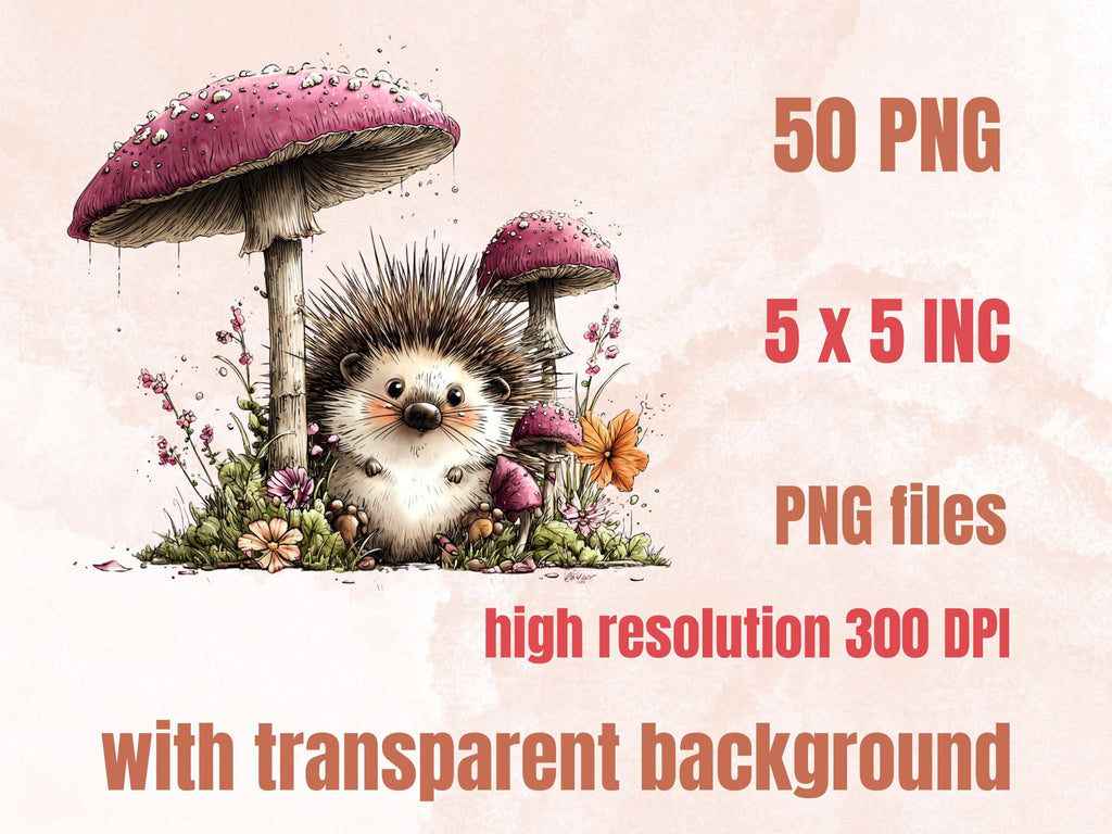 Quirky Woodland Clipart Bundle, Whimsical Forest Floral PNG Illustrations (Digital Download, Commercial Use)