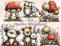 Quirky Woodland Clipart Bundle, Whimsical Forest Floral PNG Illustrations (Digital Download, Commercial Use)