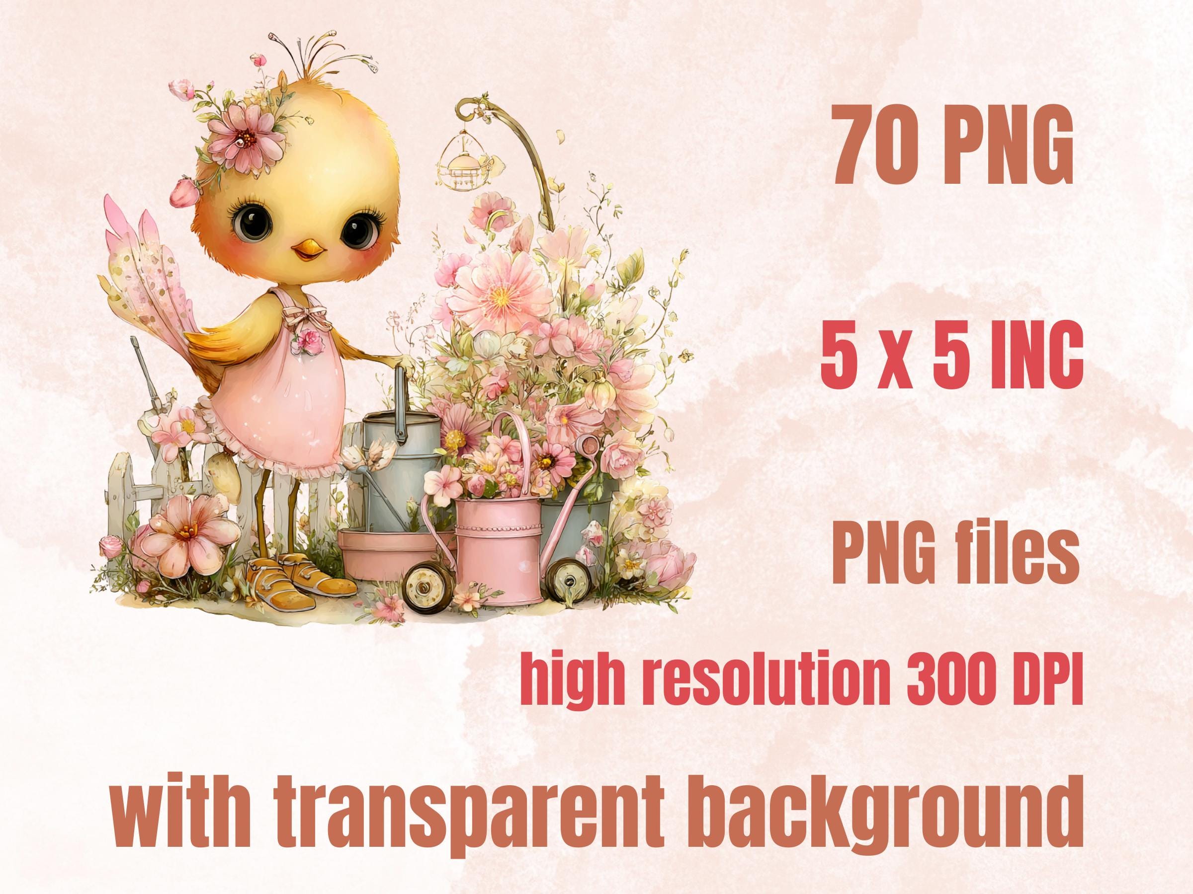 Soft Pastel Spring Clipart Bundle, Whimsical Floral Easter PNG Illustrations (Digital Download, Commercial Use)