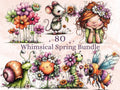 Whimsical Spring Clipart Bundle, Quirky Floral Easter PNG Illustrations (Digital Download, Commercial Use)