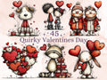 Quirky Valentines Day Clipart: Whimsical Red Love PNG Bundle (Commercial Use)