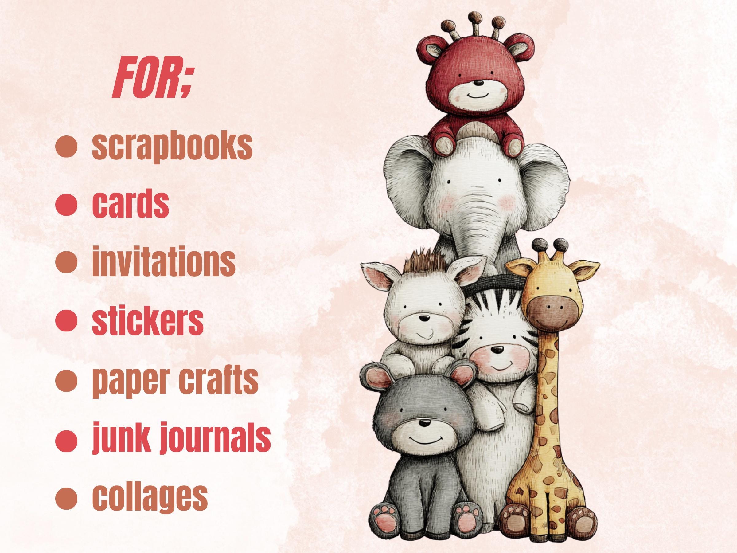 Quirky Nursery Clipart: Boho Whimsical Animals PNG Bundle (Digital Download), Commercial Use