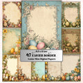 Easter Border Junk Journal Pages, Floral Spring Collage Paper, Spring Frame Backgrounds,  Garden Ephemera, Vintage Papers, Scrapbooking