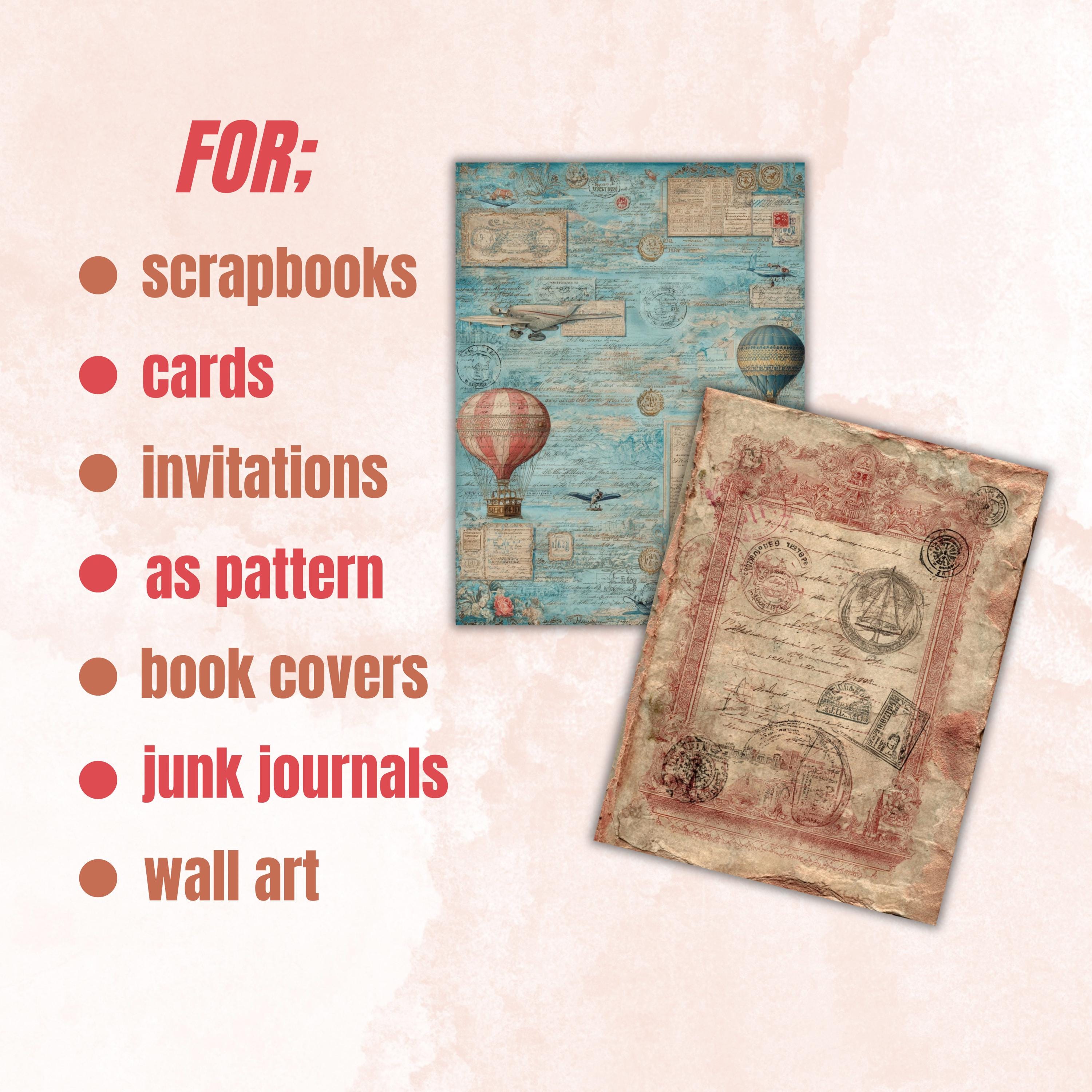 Travel Documentary Junk Journal Pages, Wanderlust Backgrounds, Adventure Ephemera Collage Paper, Scrapbooking, Instant Printable Download