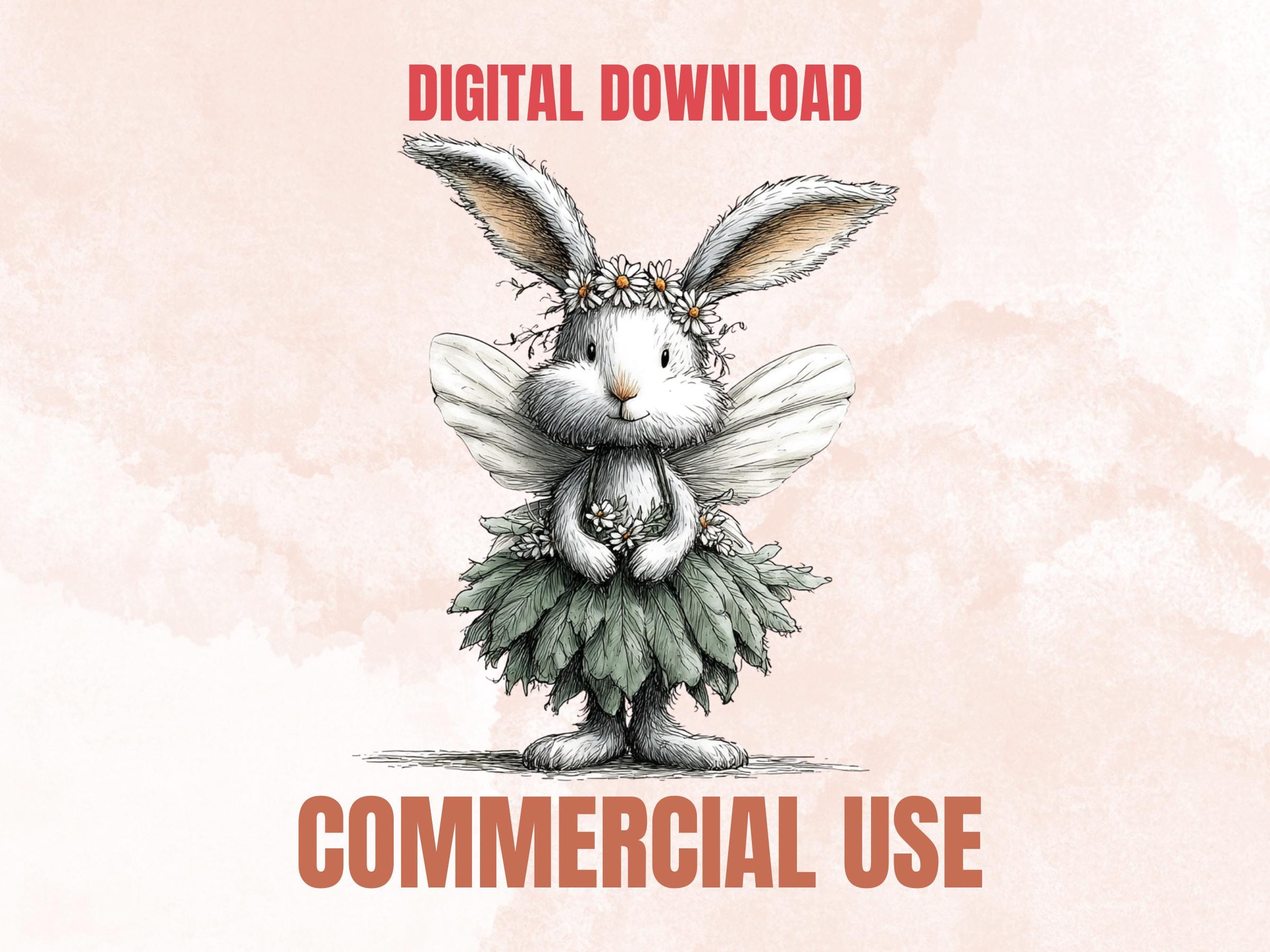 Whimsical Bunny Tales Clipart Bundle, Quirky Storybook Rabbit PNG Illustrations (Digital Download, Commercial Use)