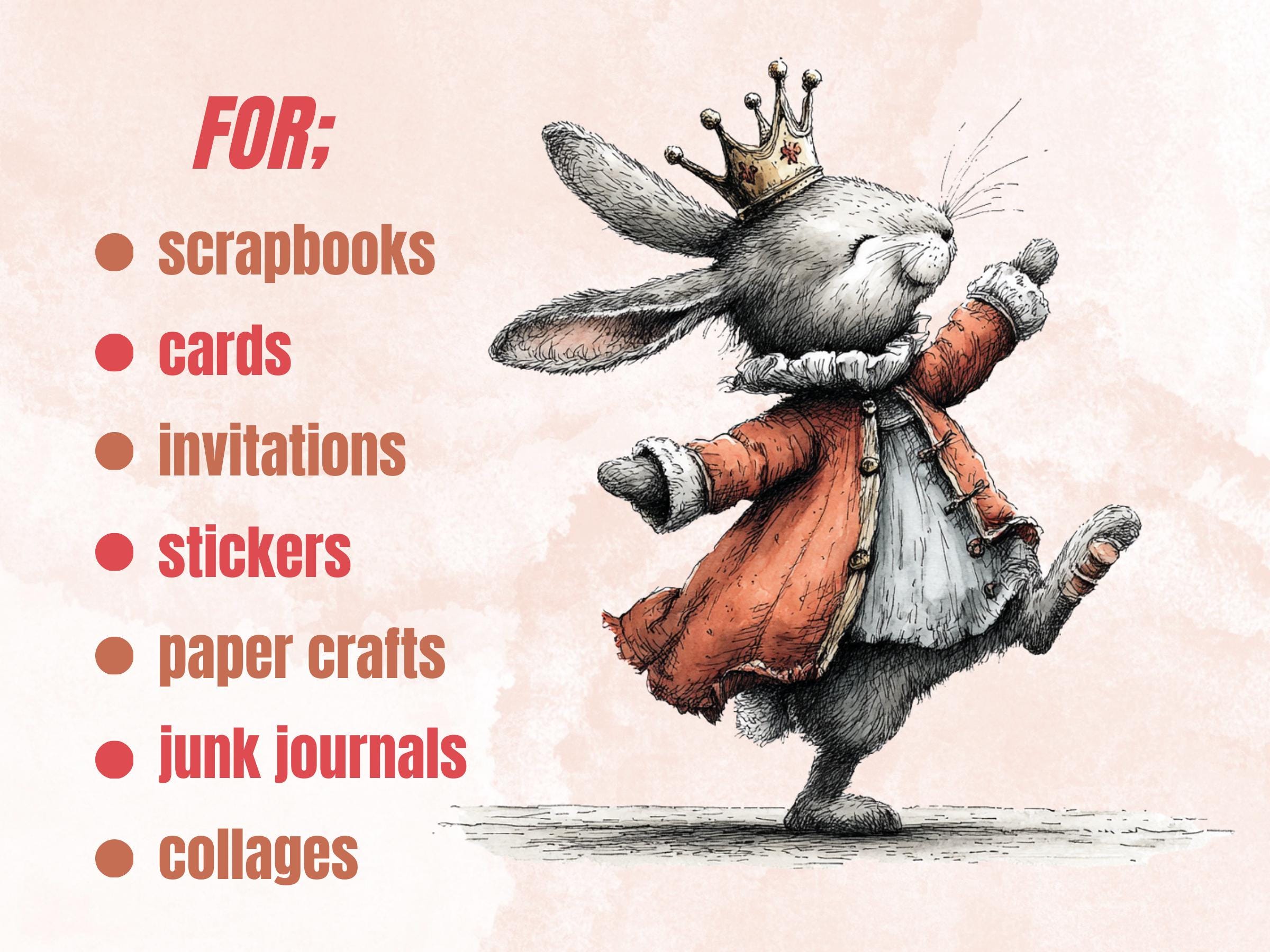Whimsical Bunny Tales Clipart Bundle, Quirky Storybook Rabbit PNG Illustrations (Digital Download, Commercial Use)
