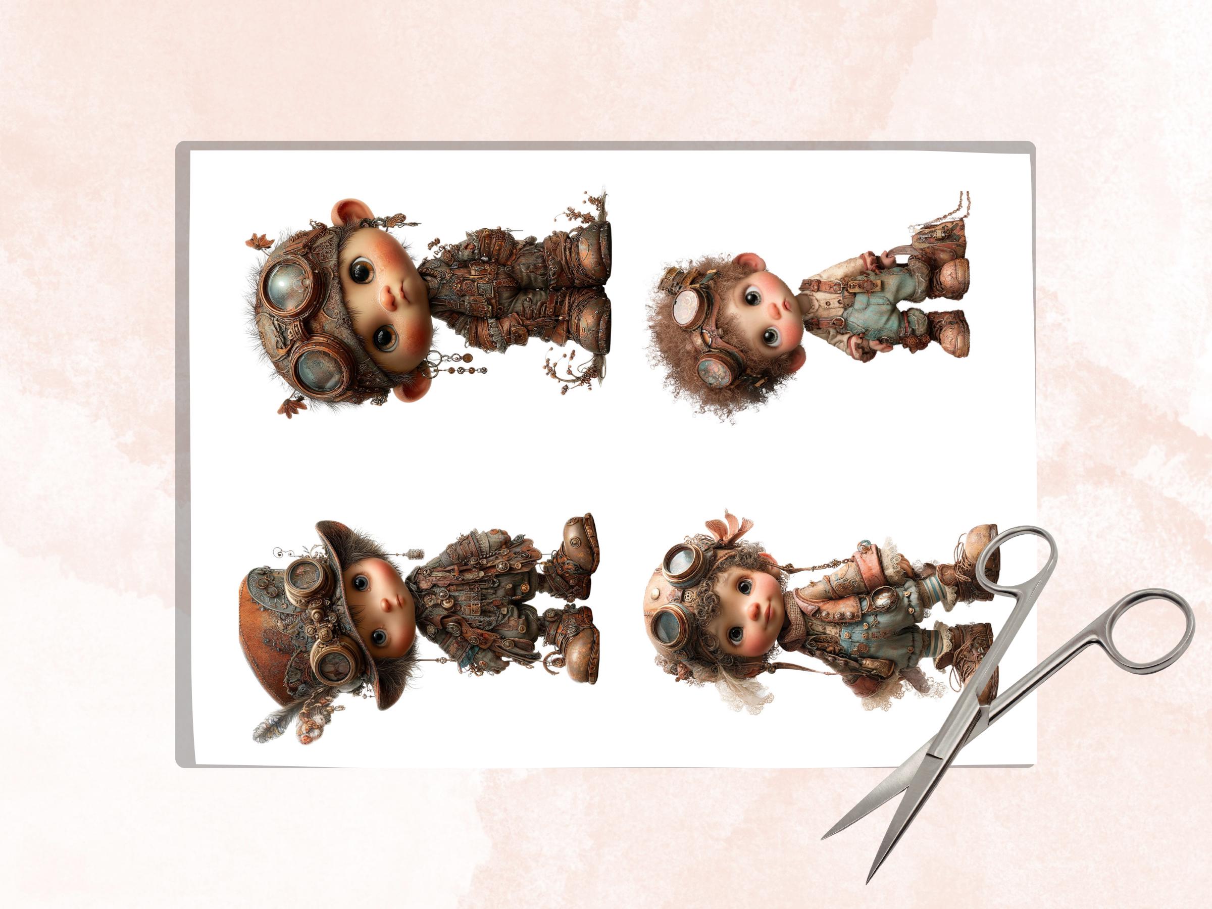 Steampunk Boy Fussy Cut Bundle, 35 Vintage Steampunk Cutouts, Industrial Junk Journal Ephemera Scrapbook Sheets