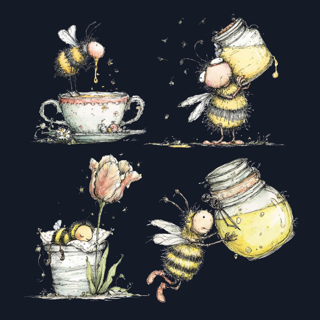 Watercolor Bee Secret Life Clipart: Whimsical Storybook Illustration PNG (Digital Download)