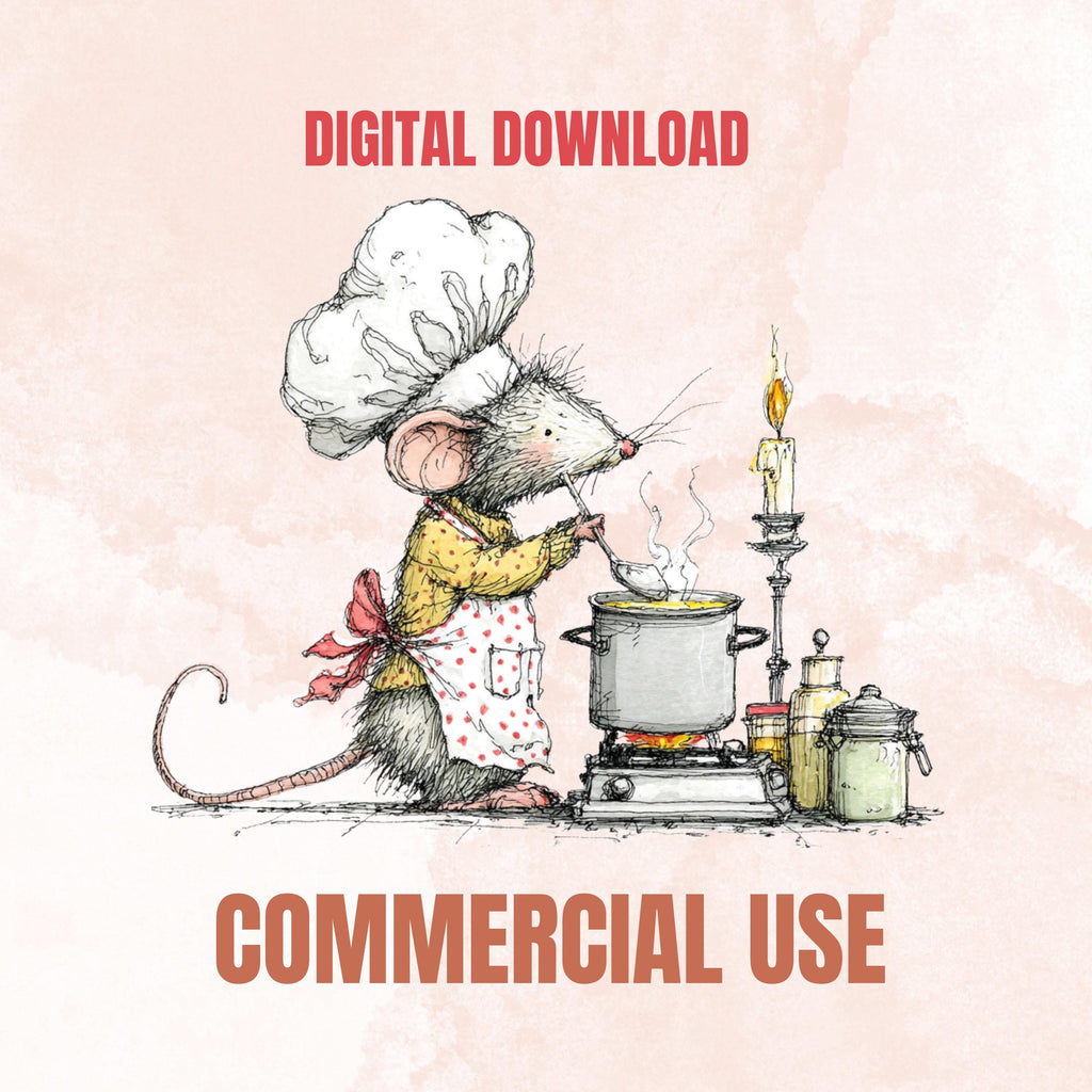 Watercolor Mouse Secret Life Clipart: Whimsical Storybook Illustration PNG (Digital Download)