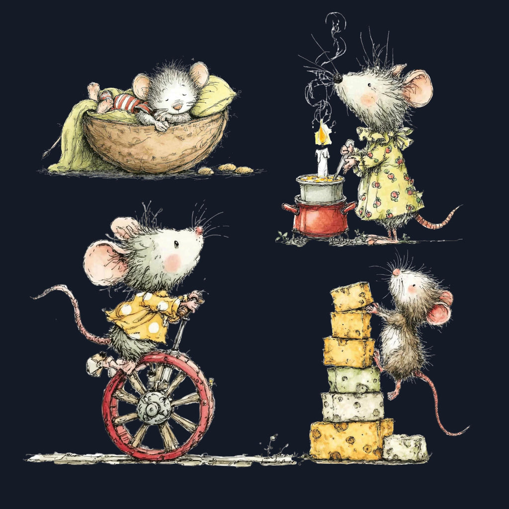 Watercolor Mouse Secret Life Clipart: Whimsical Storybook Illustration PNG (Digital Download)