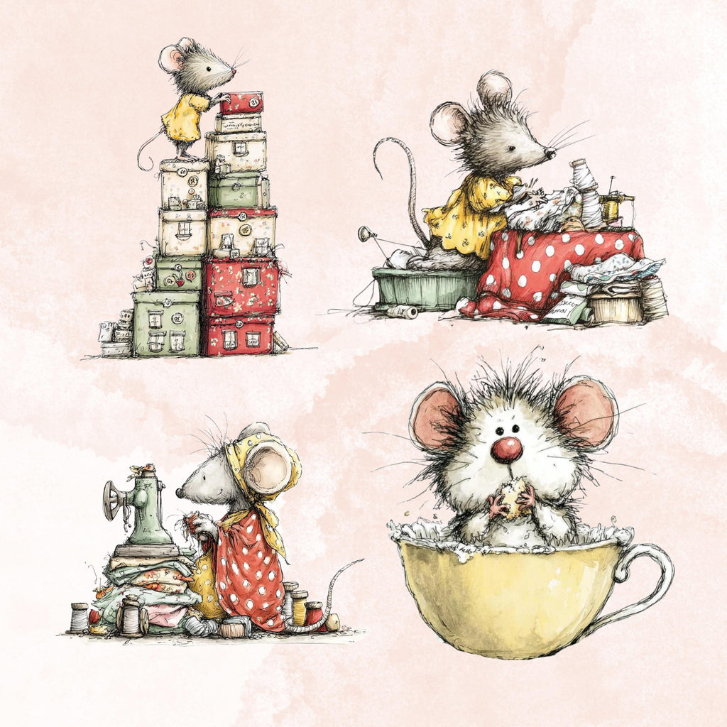 Watercolor Mouse Secret Life Clipart: Whimsical Storybook Illustration PNG (Digital Download)