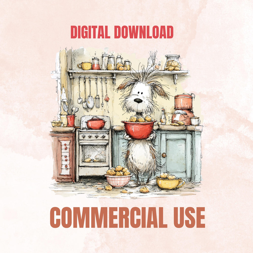 Watercolor Dog Secret Life Clipart: Whimsical Puppy Storybook Illustration PNG (Digital Download)