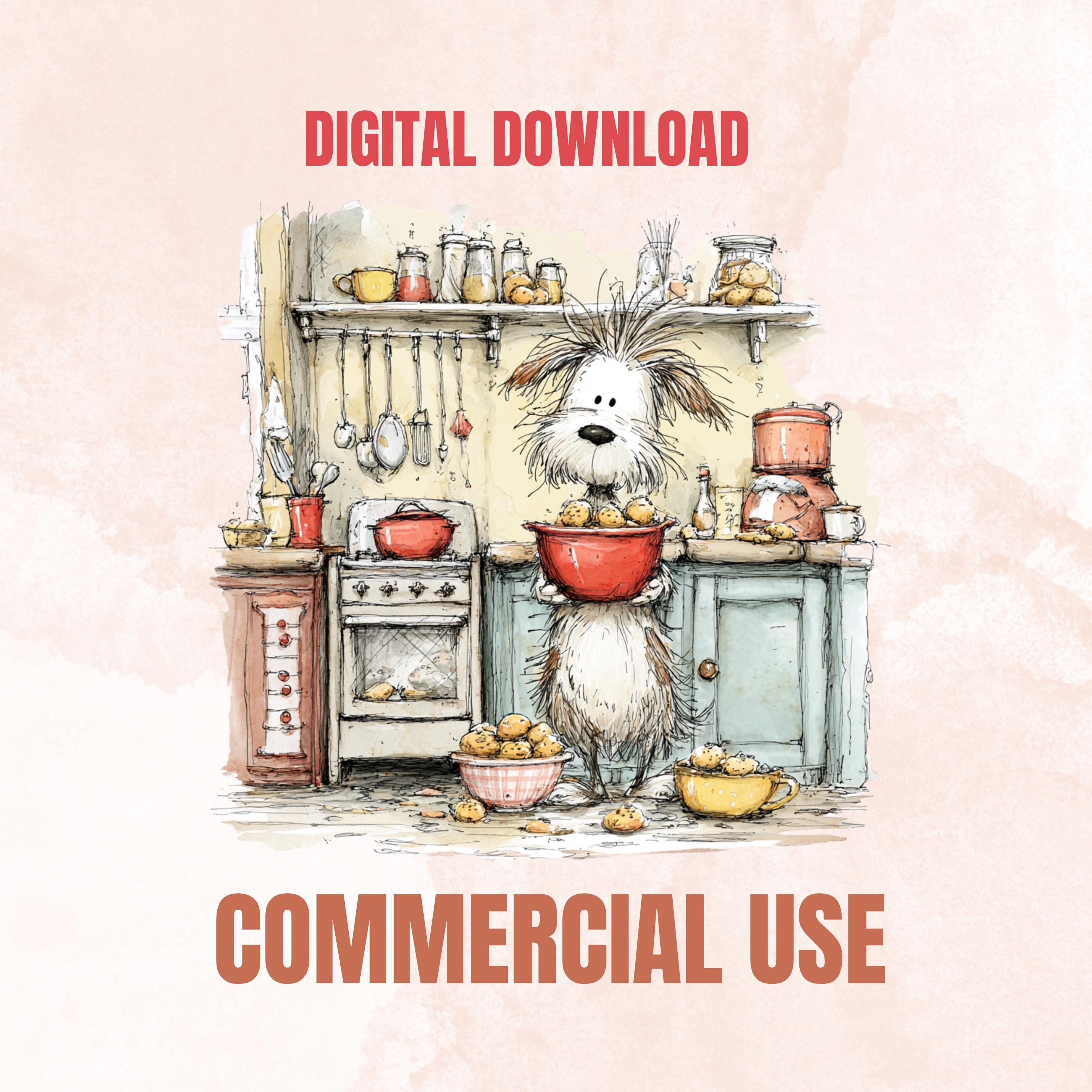 Watercolor Dog Secret Life Clipart: Whimsical Puppy Storybook Illustration PNG (Digital Download)