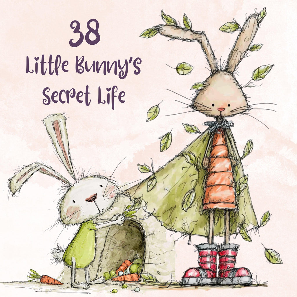 Watercolor Bunny Secret Life Clipart: Whimsical Rabbit Storybook Illustration PNG (Digital Download)