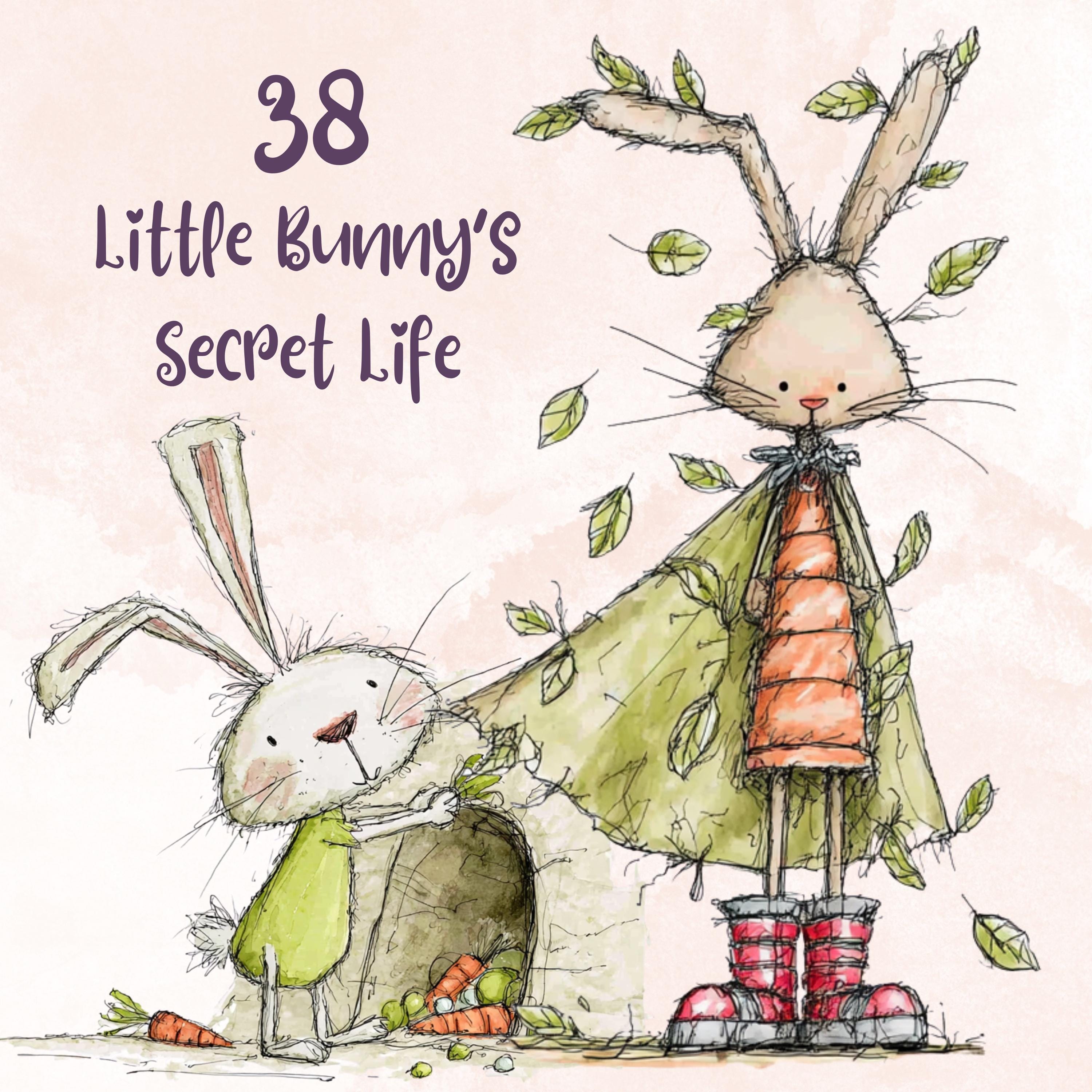 Watercolor Bunny Secret Life Clipart: Whimsical Rabbit Storybook Illustration PNG (Digital Download)