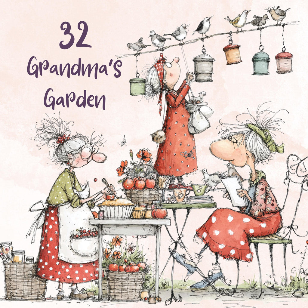 Quirky Grandma's Garden Clipart: Whimsical Elderly Lady Illustration PNG (Digital Download)