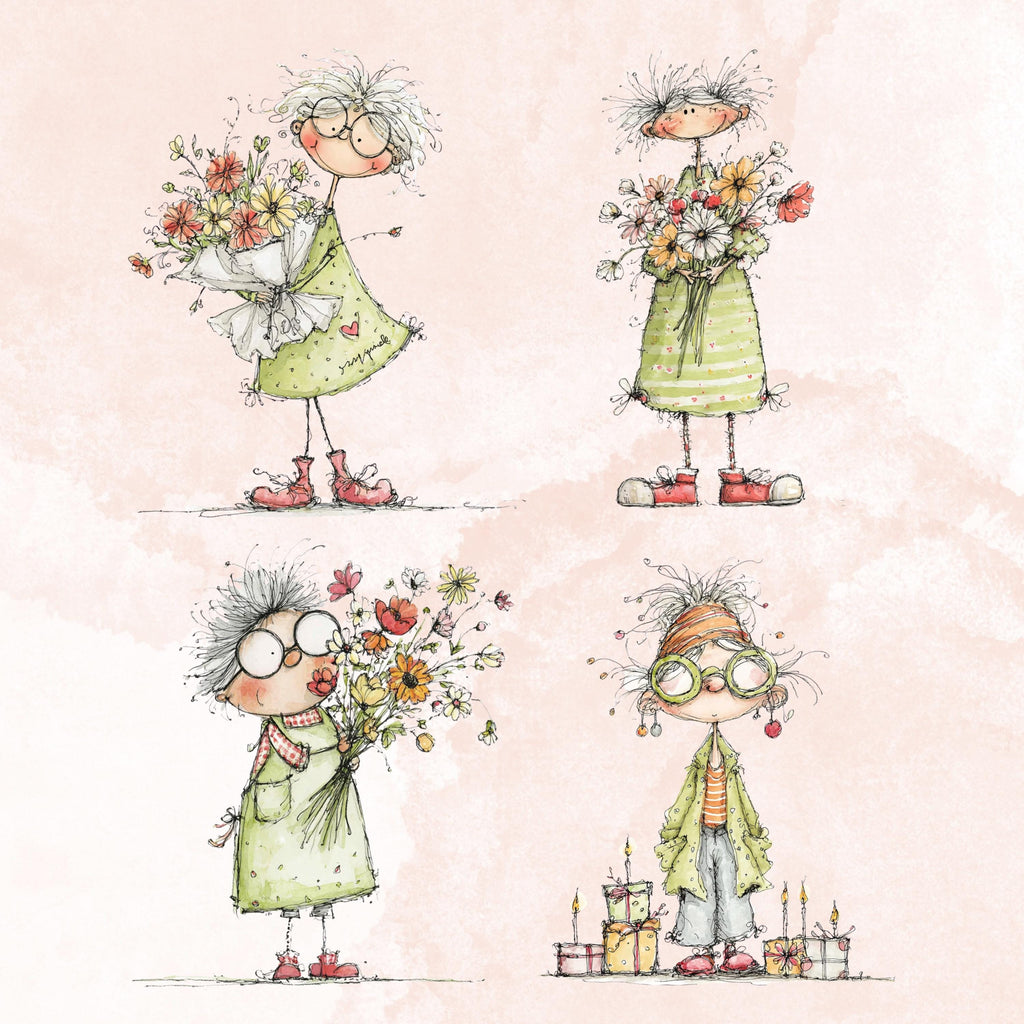 Quirky Grandma's Birthday Clipart: Whimsical Elderly Lady Illustration PNG (Digital Download)