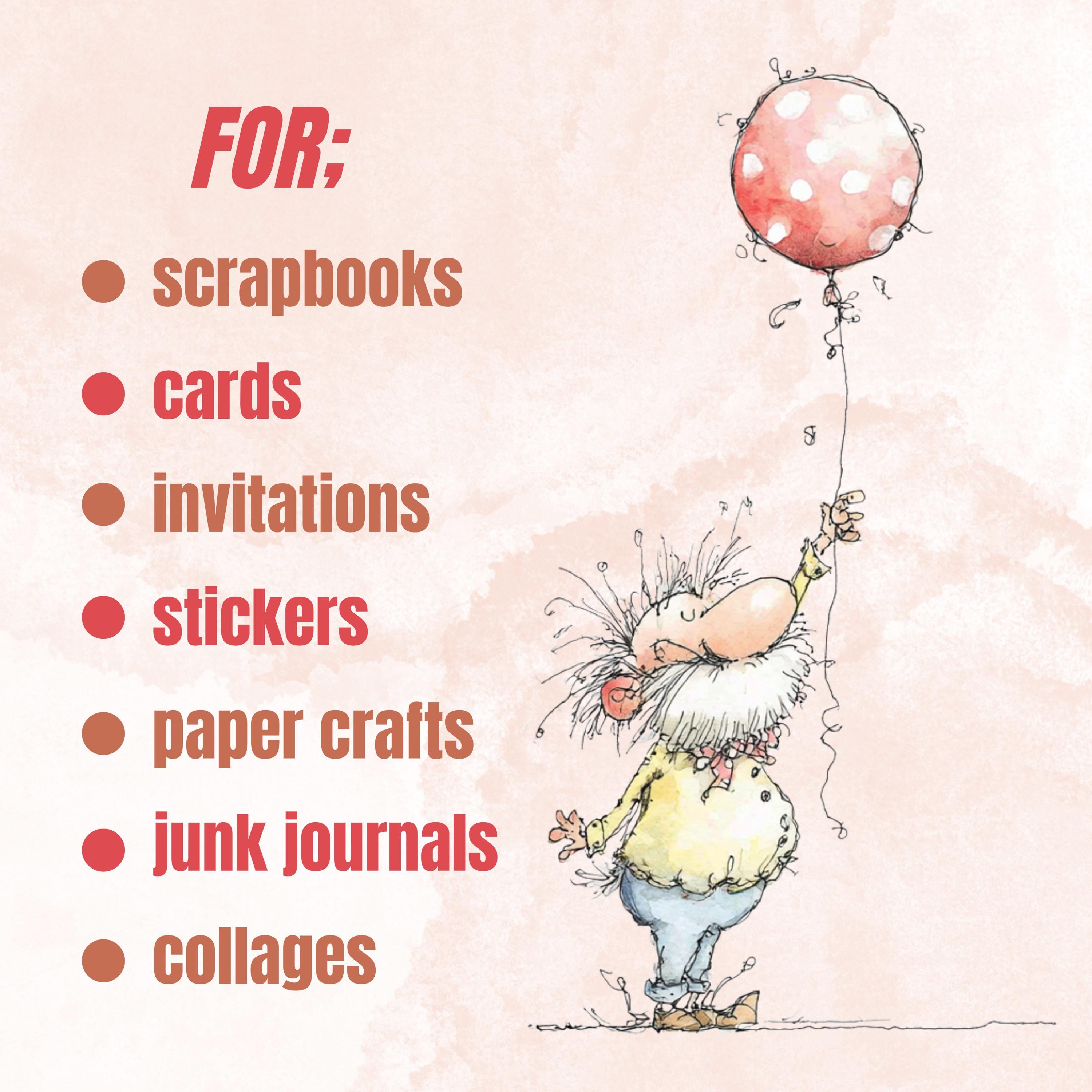 Quirky Grandpa's Birthday Clipart: Whimsical Elderly Man Illustration PNG (Digital Download)