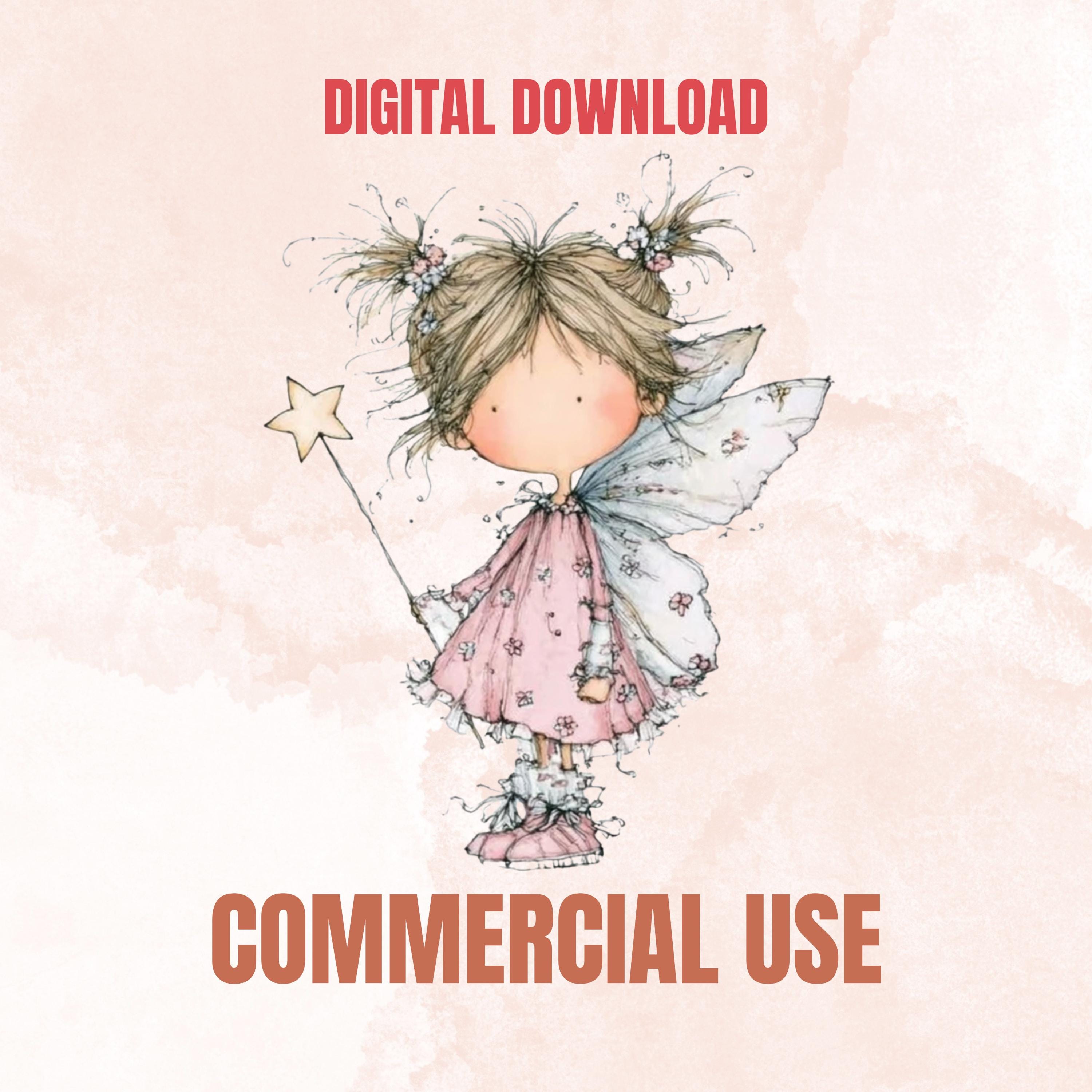 Watercolor Little Girl Clipart: Whimsical Pink Nursery Illustration PNG (Digital Download)