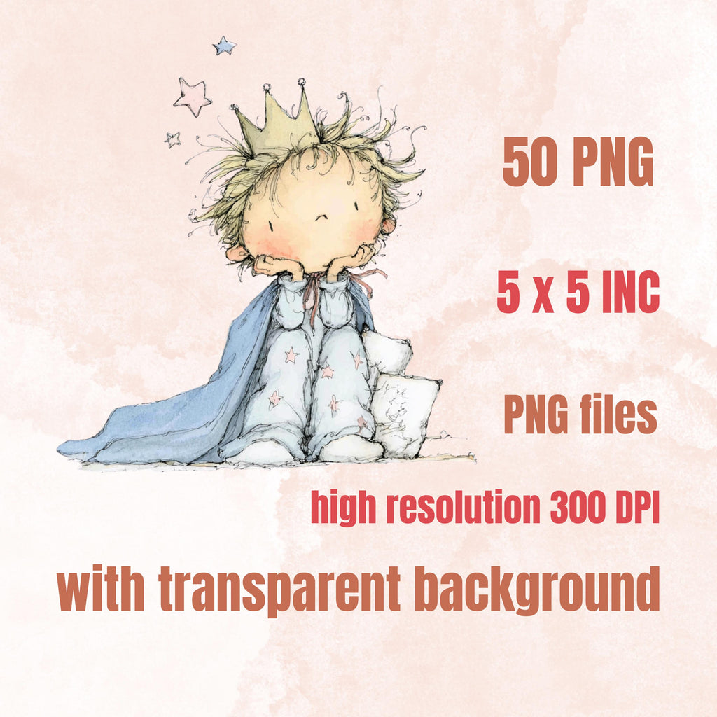 Watercolor Little Boy Clipart: Whimsical Blue Nursery Illustration PNG (Digital Download)