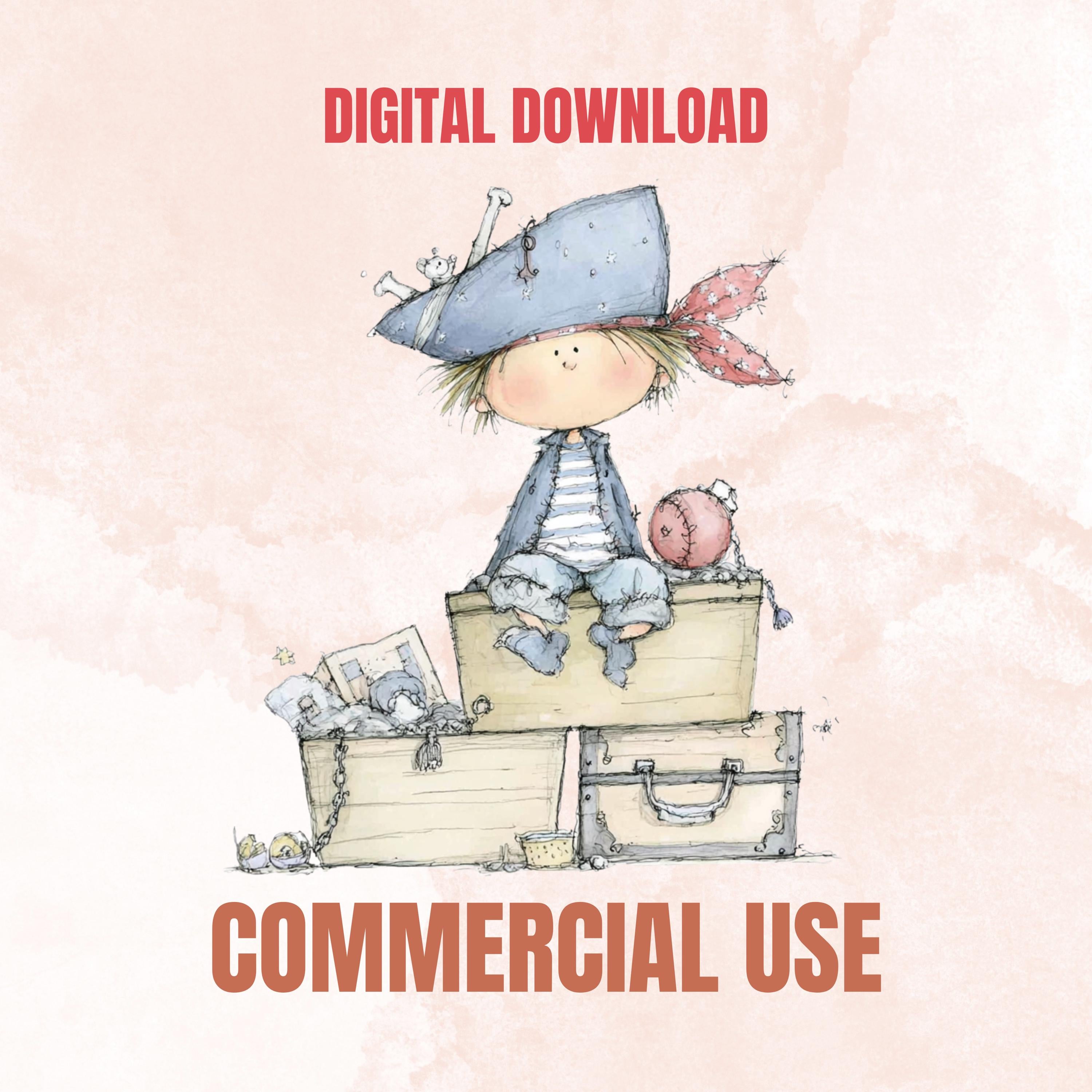 Watercolor Little Boy Clipart: Whimsical Blue Nursery Illustration PNG (Digital Download)